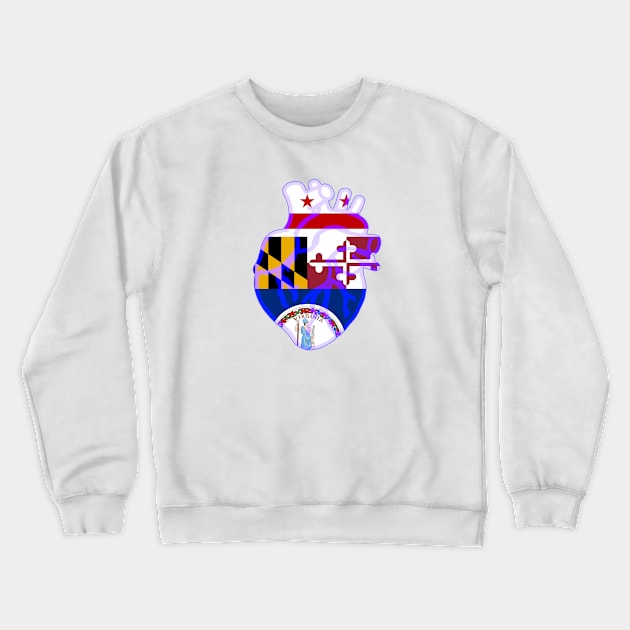 DMV Flag Heart Crewneck Sweatshirt by kmtnewsman